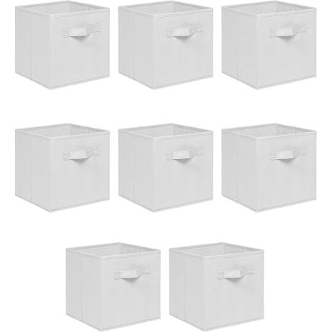 Foldable Storage Boxes,Non-Woven Fabric Storage Box Set,Storage Drawers for Cube Storage Unit,26.5x26.5x28 cm (Off White, Set of 8)