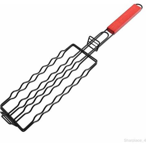Panier À Grillades - Acier Revêtu Antiadhésif - Pour Hot Dogs Et Saucisses - 48,5 X 9 Cm - Verrouillable - 1 Pièce (1/4)