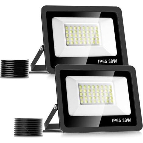 Faro LED da 30W, confezione da 2, 3000LM, 40 LED, illuminazione per esterni, impermeabile IP65, faro LED 6500K, applique da esterno per giardino, patio, garage, ingresso (1/5)