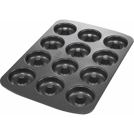 Plaque à donuts - BIRKMANN - CUISSON FACILE - Acier au carbone - Antiadhésive - 12 moules - 7 cm. 37 x 26 x 2 cm