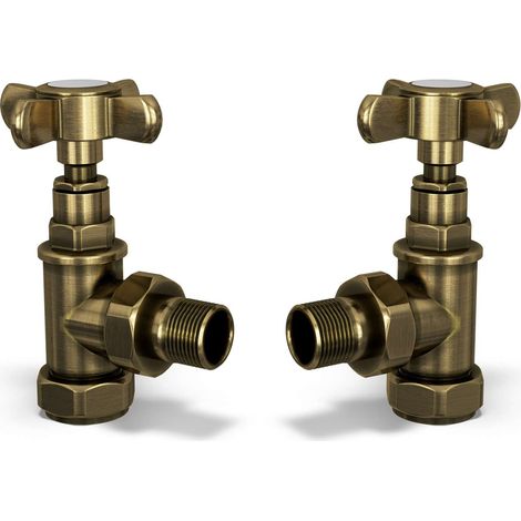 Signature Traditional - Antique Brass Radiator Valve Angled 15mm (1/2)