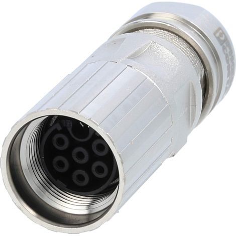 M17 Kabelsteckverbinder gerade Buchse Crimpanschluss, Polzahl 6+PE Kabelabgang gerade, Klemmbereich 8,0mm - 10,0mm - 1 Stück (1/3)