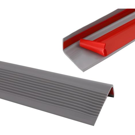 10 mètres de bord de marche antidérapant, bande de bord auto-adhésive, profil de bord de marche en PVC flexible et en caoutchouc, étanche pour intérieur et extérieur (Gris) (1/5)