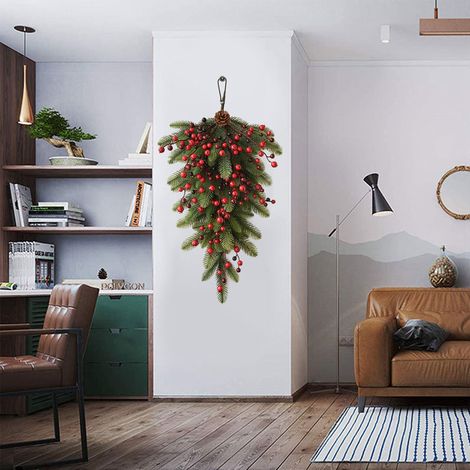 Décoration Murale Végétale Renversée pour Noël - Fruits Rouges et Verts (1/5)