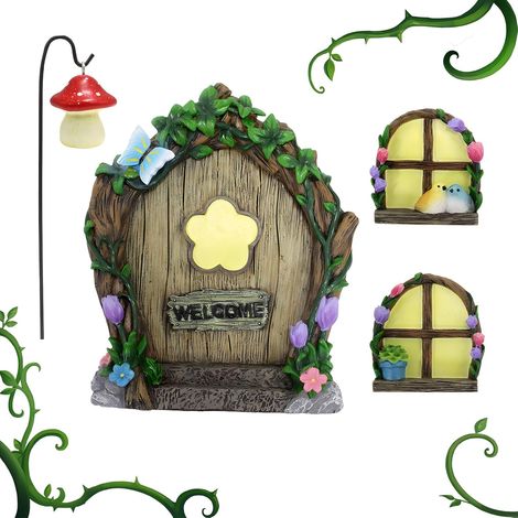 1 Maison Arbre Fée Résine Solaire LED Décoration Jardin Extérieur Intérieur Enfant (1/5)