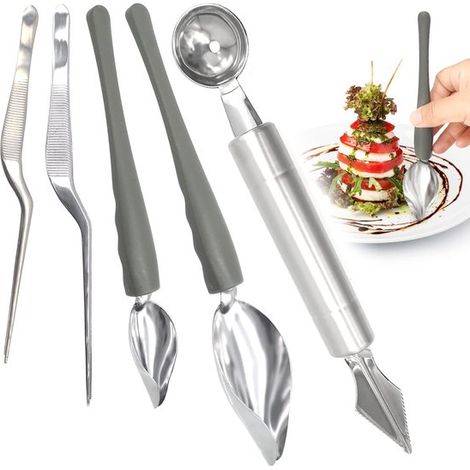 Juego de pinzas de cocina - Cocina de precisión - 5 piezas - Acero inoxidable (1/5)