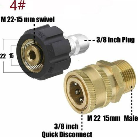 Adaptateur Rotatif Pour Nettoyeur Haute Pression - M22 14mm Et 15mm Vers Raccord Rapide 1/4 Pouces Et 3/8 Pouces - Lot De 11 Pièces (1/3)