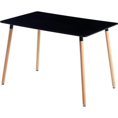Esstisch rechteckig schwarz für 4-6 Stühle 110x70cm MDF Buchenholzoptik (1/5)