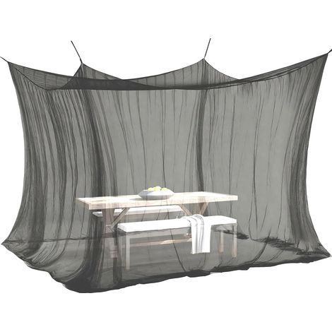 Moustiquaire pour l'intérieur et l'extérieur, 300 x 300 x 250 cm, 220 mailles, taille XXL, pour tente, caravane (noire)