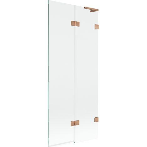 Paroi de baignoire Mexen Lunar L 2 volets droite 80 x 150 cm, transparent, cuivre brossé - 897L-080-100-65-00-P (1/5)