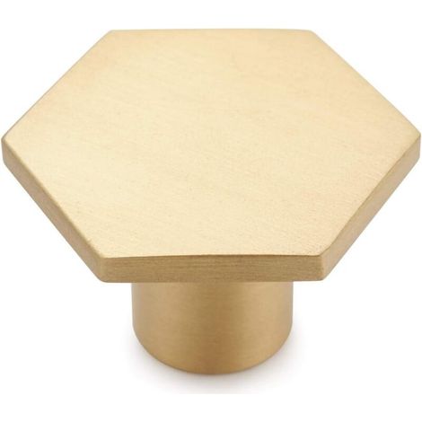 Set mit 10 massiven Messing-Möbelknöpfen für Schränke, Schubladen und Kleiderschränke, goldfarben, sechseckig, 30 mm (1/4)