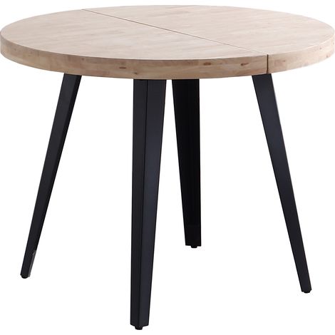 Pegane – Table à manger ronde extensible en bois chêne nordique – Pieds métal noir – Diamètre 100-180 cm – Hauteur 76 cm – Finition époxy mat (1/5)