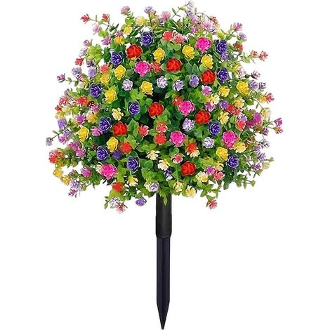 Topiaire de camélia artificiel résistant aux UV – avec tuteur – pour porte d'entrée porche et jardin – 1 pièce – Couleurs assorties (1/5)