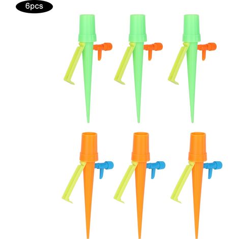 Système d'arrosage goutte-à-goute 6 pcs avec piques automatiques et valve de contrôle débit lent pour plantes en pot (1/5)
