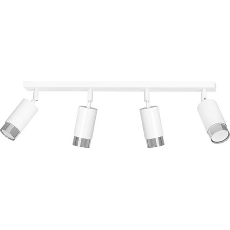 Lampada a Soffitto Hiro, Acciaio verniciato a polvere, Bianco, Cromo, 60x19x6 cm