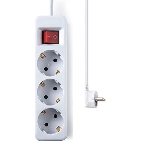 Base de enchufe 3 tomas con interruptor 1.5 M Blanco (1/4)