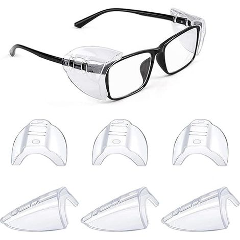 Sollbry 4 Paires Protections Latérales Transparentes pour Lunettes, Flexibles à Enfiler, de Sécurité - Universelle pour Petite à Moyenne Taille (1/5)