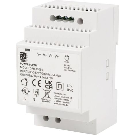 TC-10580816 Alimentation rail DIN 12 V/DC 4.5 A 54 W Nbr. de sorties:1 x Contenu 1 pc(s) X135712 (1/5)