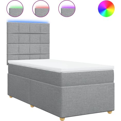 Maison Exclusive - Sommier à lattes de lit avec matelas Gris clair 100x200cm Tissu (1/5)