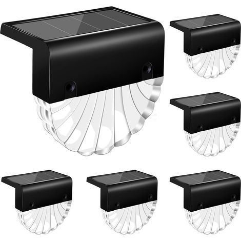 Lot de 6 lampes solaires pour clôture d'extérieur étanches pour clôture, escalier, allée, terrasse, mur, garde-corps (1/5)