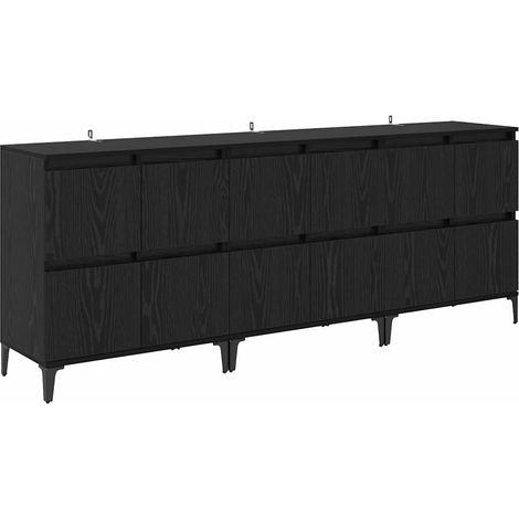 3 pcs Buffet,Meuble de Rangement,Bahuts Chêne noir 60 x 35 x 70 cm Bois d'ingénierie CFW607709 (1/5)