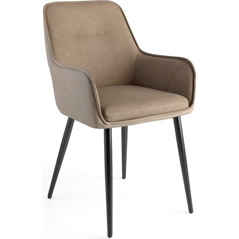 MOMMA HOME Set de 2 sillas de Comedor Asiento y resplado en Ecopiel marrón y Trasera Beige, con reposabrazos, 60 x 57 x 87H cm (1/5)