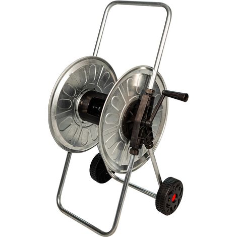 Carrello Avvolgitubo Manuale con Ruote 80 mt Tubo Ø1/2” in Acciaio Zincato Grigio Agrati (1/2)
