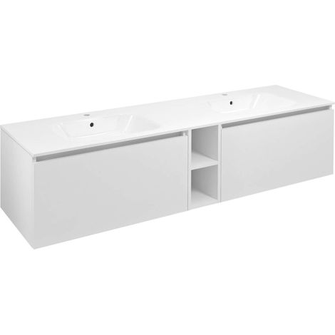Sapho Lorea - Mobiletto per lavabo 160x46x52 cm, 2 cassetti, bianco opaco LE070-3131-07 (1/4)