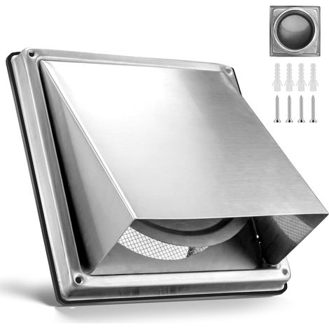 Grille d'aération en Acier Inoxydable, Diamètre 125 mm, Sortie Murale avec Clapet Anti-Retour en Moustiquaire Capot de Sortie D'ai pour Hottes Sèche-linge Ventilations Conduits d'Échappement (1/5)
