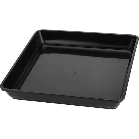 Vassoio per piante in plastica nera, 18 x 18 cm, vassoio raccogligocce quadrato, fioriera adatta per uso interno ed esterno, 2 pezzi (1/5)