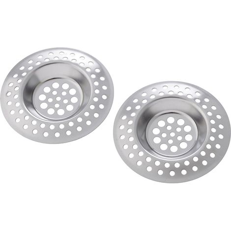 2 x Filtres d’Évier en Acier Inoxydable – Tamis Anti-Bouchon pour Lavabo, Évier et Baignoire – Grille de Draination Réutilisable (1/5)