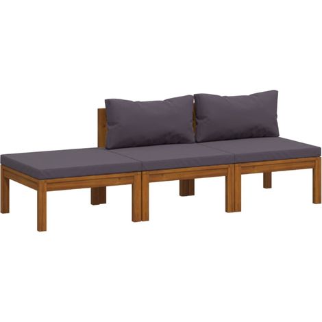 Salon de jardin 3 pcs Contemporain, Ensemble repas de jardin, avec coussin Bois d'acacia solide OIB2581E (1/5)
