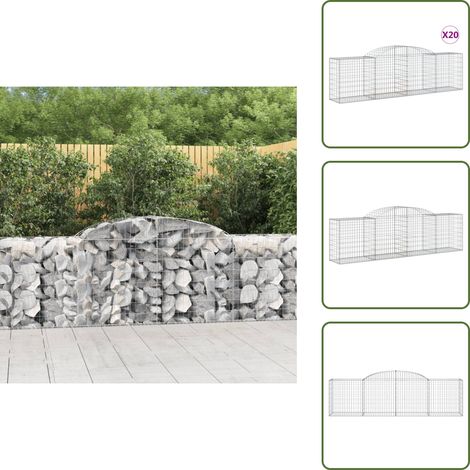 Barreras de sonido - vidaXL Cestas de gaviones 20 uds forma de arco hierro 300x50x80/100 cm - Gaviones de hierro