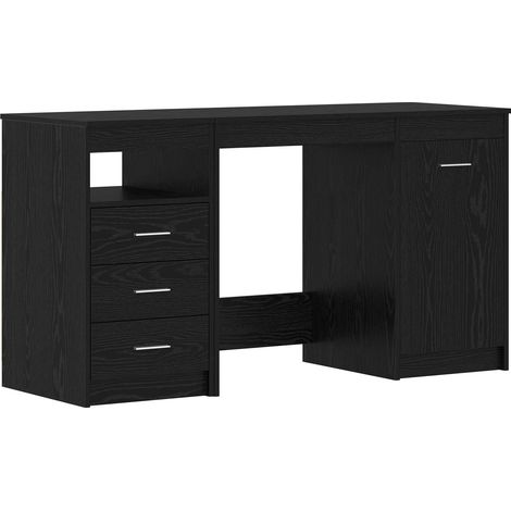 Escritorio con cajón 2 pcs Roble Negro 140 x 50 x 76 cm vidaXL