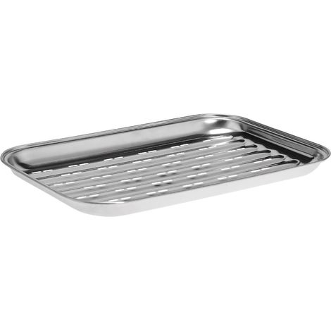 Grillplatte - Acier Inoxydable - 35 x 25,5 cm - Pour Grill Gaz Charbon Électrique - 1 Pièce