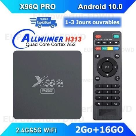 Android tv box X96Q PRO Boitier iptv Dual Wifi BT -2Go+16Go- Allwinner H313 6K , boitier multimedia Netflix Google Store (1/4)