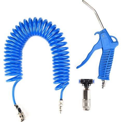 Beyamis Pistolet à air comprimé bleu, kit de soufflage pneumatique avec raccord UE et tuyau en PU (1/5)