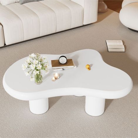 Table basse - Nuage - 97x67x32 cm - Blanc - MDF - Surface laquée - Légère (1/5)