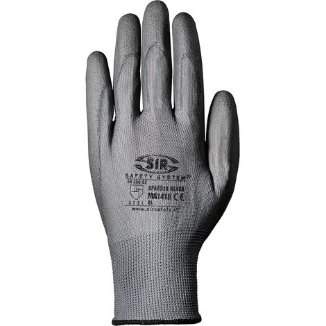 SIR SAFETY SYSTEM SPANDEX BLACK Gants de protection mécanique enduits gris Taille XS-6 Lot de 12 paires