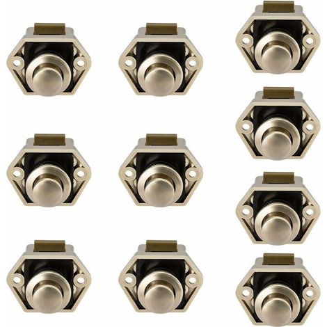 10PCS Mini Push Button Drawer Cabinet Door Lock Caravan Motorhome Nickel Boat Lock Knob (1/5)