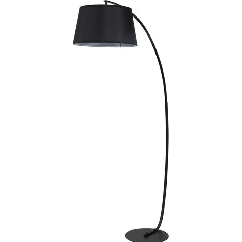 Bogenlampe aus schwarzem Metall mit Stofflampenschirm, MODENUIT (1/5)
