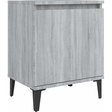 Maison Exclusive - Mesita de noche con patas de metal gris Sonoma (1/5)