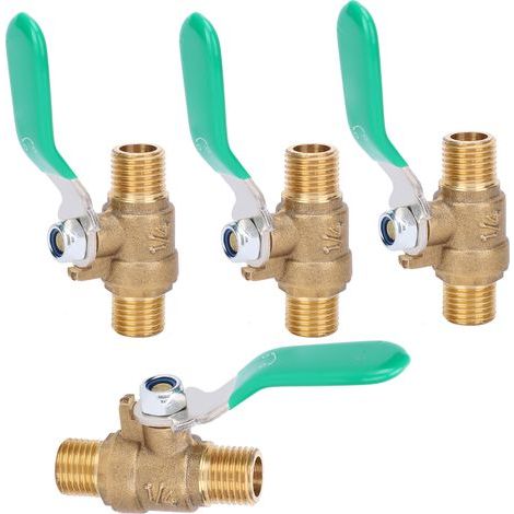 Dickwandiger 1/4-Zoll-Kugelhahn, doppeltes Außengewinde, Absperrventil aus Messing, Wasserleitungssystem, 4 Stück (1/5)