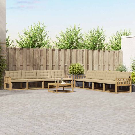 vidaXL Outdoor-Sofagarnitur 9 pcs Weiß und Beige 79 x 79 x 37 cm (1/5)