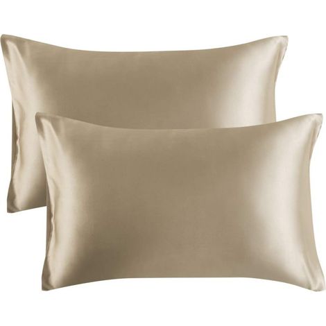 Taie D Oreiller Satin - 100 % Polyester - Fermeture Enveloppe - Taille Standard - Lot De 2 (1/5)