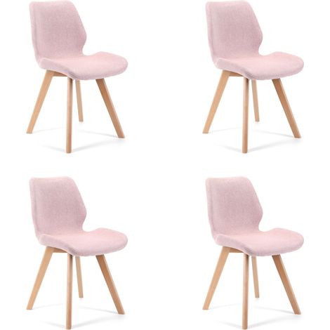 Esszimmerstühle mit Samt 4er Set AKORD SJ.0159 Gepolsterter Stuhl aus Velours in Rosa (1/5)