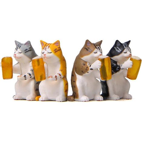 Adorable statuette miniature de chat pour décoration de jardin, décorations pour plantes en pot --- (1/5)