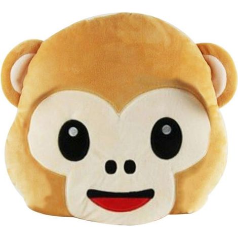 Cuscino Peluche Scimmia, misura 30x11x33 cm, Cuscino Morbido e Soffice, Faccine Scimmietta Emoticon, Decorazione Divano, Letto, Camera - (Neutro)