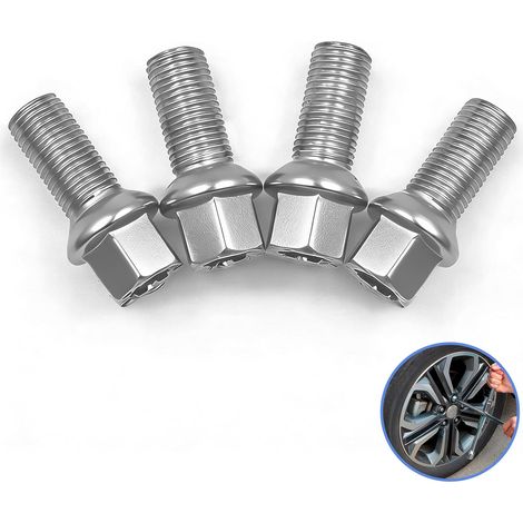 Roue boulon conique Argent Boulons Roue M14x1.5 Roues Coniques Argentés compatible avec modèles Golf Bora Sharan Touran Passat Civic (1/5)