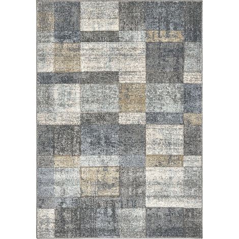 Tappeto design per salotto grigio e blu Funny